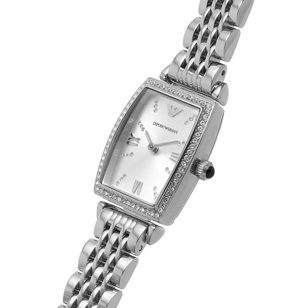 Emporio Armani Gianni T-Bar Quartz White Dial Silver Steel Strap Watch For Women - AR11405 Buy Now By Emporio Armani