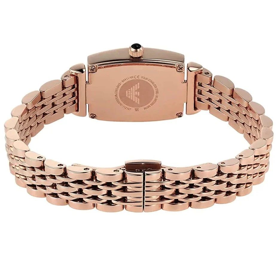 Emporio Armani Gianni T Bar Quartz Crystals White Dial Rose Gold Steel Strap Watch For Women - AR11406 Buy Now By Emporio Armani