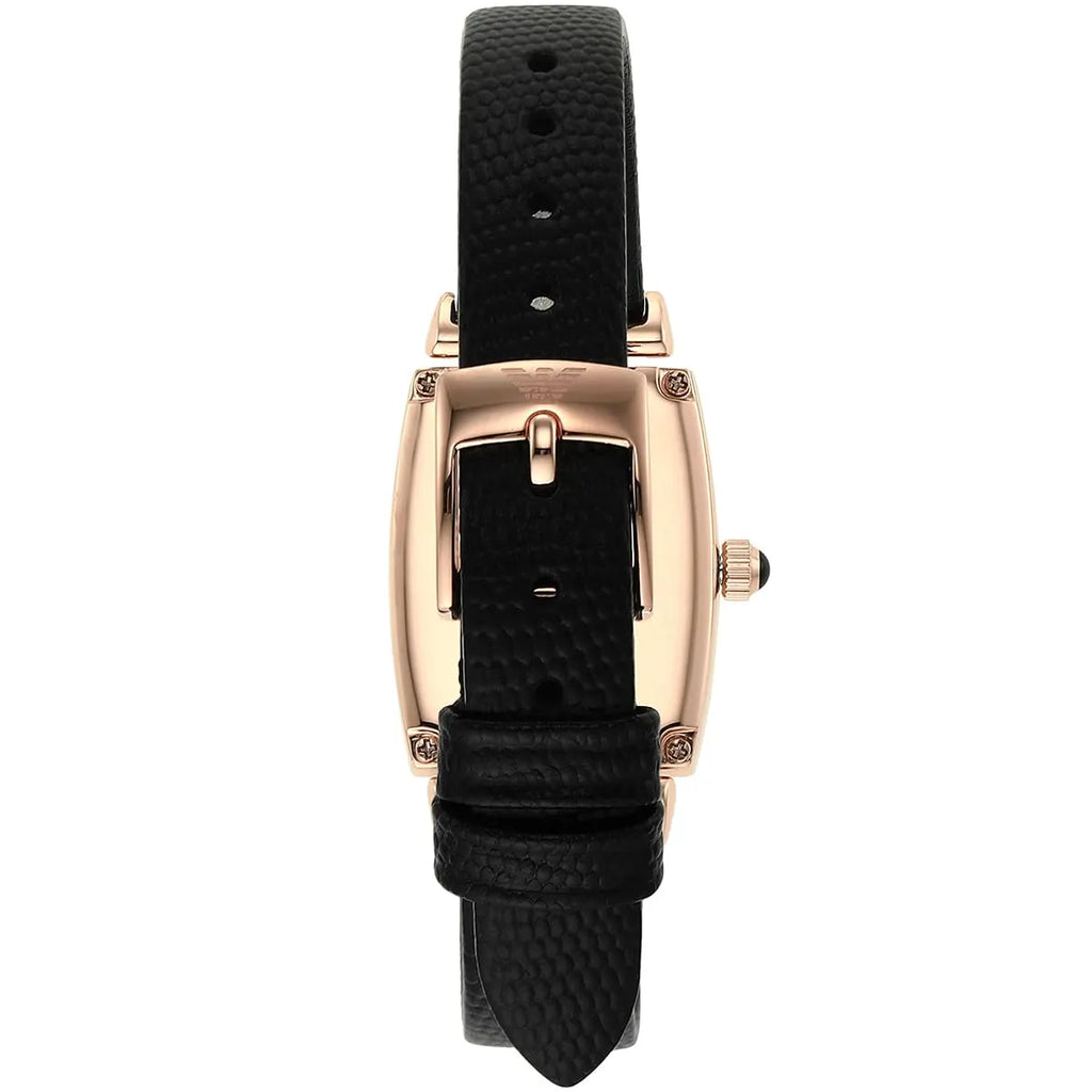 Emporio Armani Gianni T Bar Quartz White Dial Black Leather Strap Watch For Women - AR11408 Buy Now By Emporio Armani