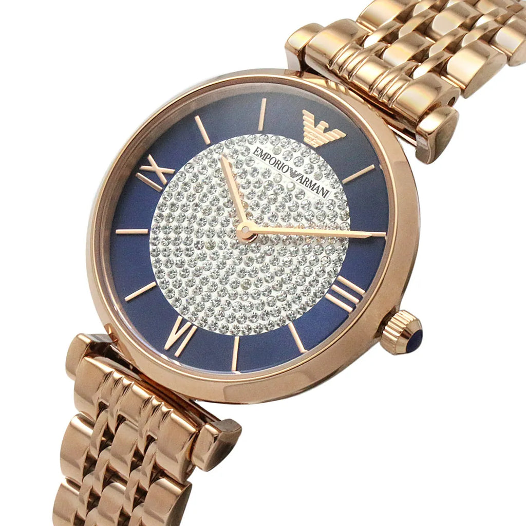 Emporio Armani Gianni T-Bar Quartz Crystals Black Dial Gold Steel Strap Watch For Women - AR11423 Buy Now By Emporio Armani