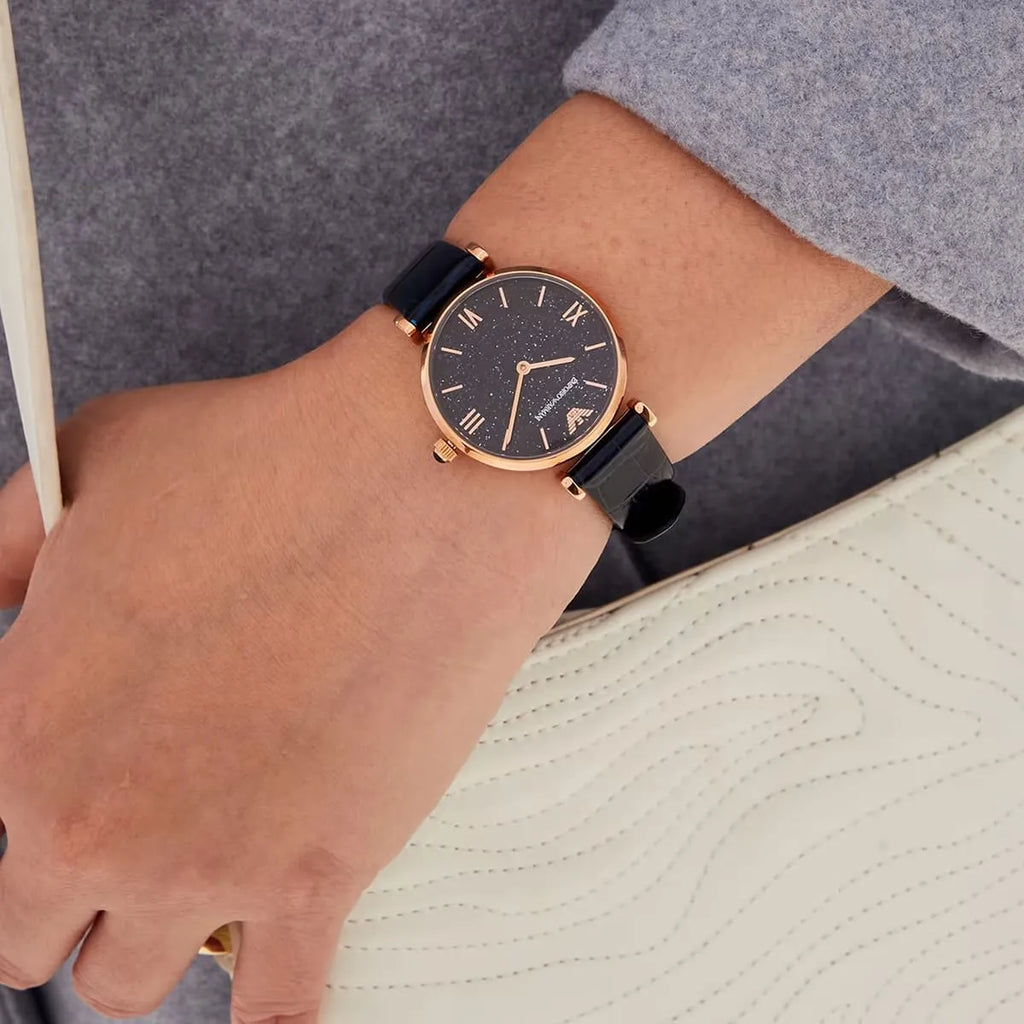 Emporio Armani Gianni T-Bar Quartz Blue Dial Blue Leather Strap Watch for Women - AR11424 Buy Now By Emporio Armani