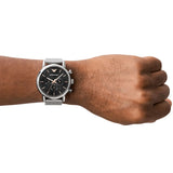 Emporio Armani Luigi Chronograph Quartz Black Dial Silver Mesh Bracelet Watch For Men - AR11429 Buy Now By Emporio Armani