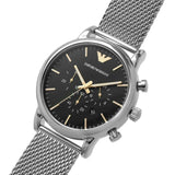 Emporio Armani Luigi Chronograph Quartz Black Dial Silver Mesh Bracelet Watch For Men - AR11429 Buy Now By Emporio Armani