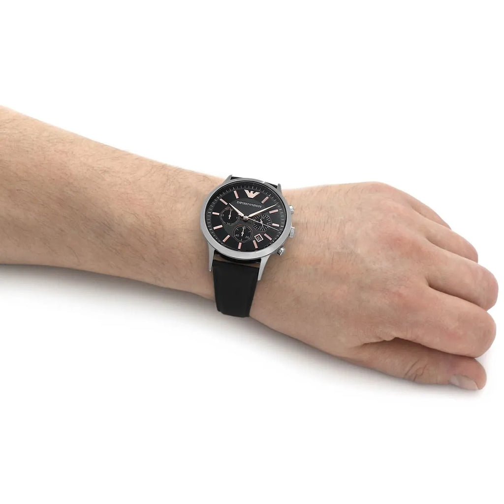 Emporio Armani Giovanni Analog Black Dial Black Leather Strap Watch For Men - AR11431 Buy Now By Emporio Armani