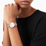 Emporio Armani Gianni T-Bar Crystals Silver Dial Rose Gold Steel Strap Watch For Women - AR11446 Buy Now By Emporio Armani