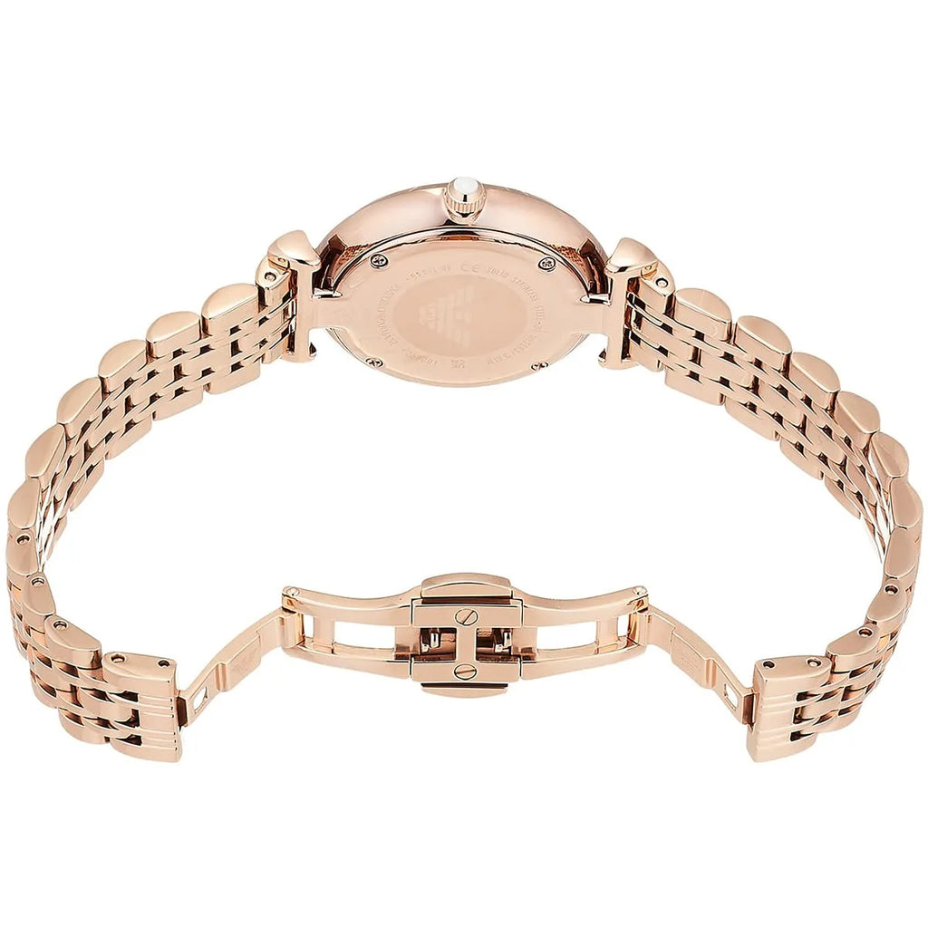 Emporio Armani Gianni T-Bar Crystals Silver Dial Rose Gold Steel Strap Watch For Women - AR11446 Buy Now By Emporio Armani