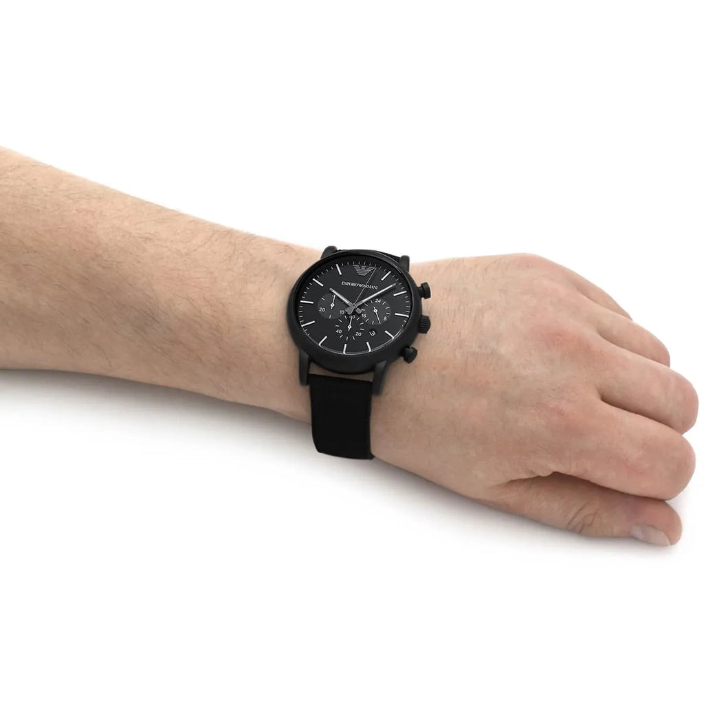 Emporio Armani Luigi Analog Black Dial Black Leather Strap Watch For Men - AR11450 Buy Now By Emporio Armani