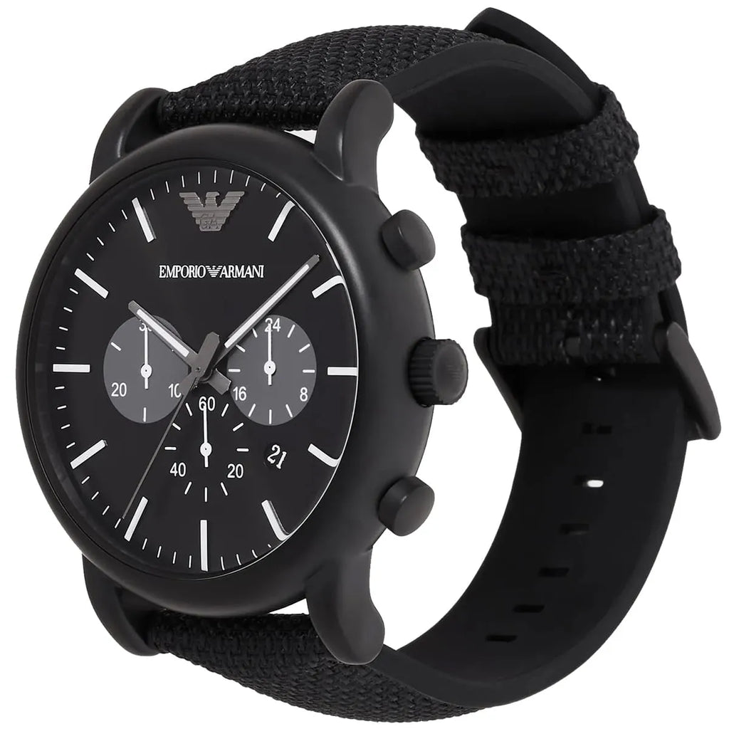 Emporio Armani Luigi Analog Black Dial Black Leather Strap Watch For Men - AR11450 Buy Now By Emporio Armani
