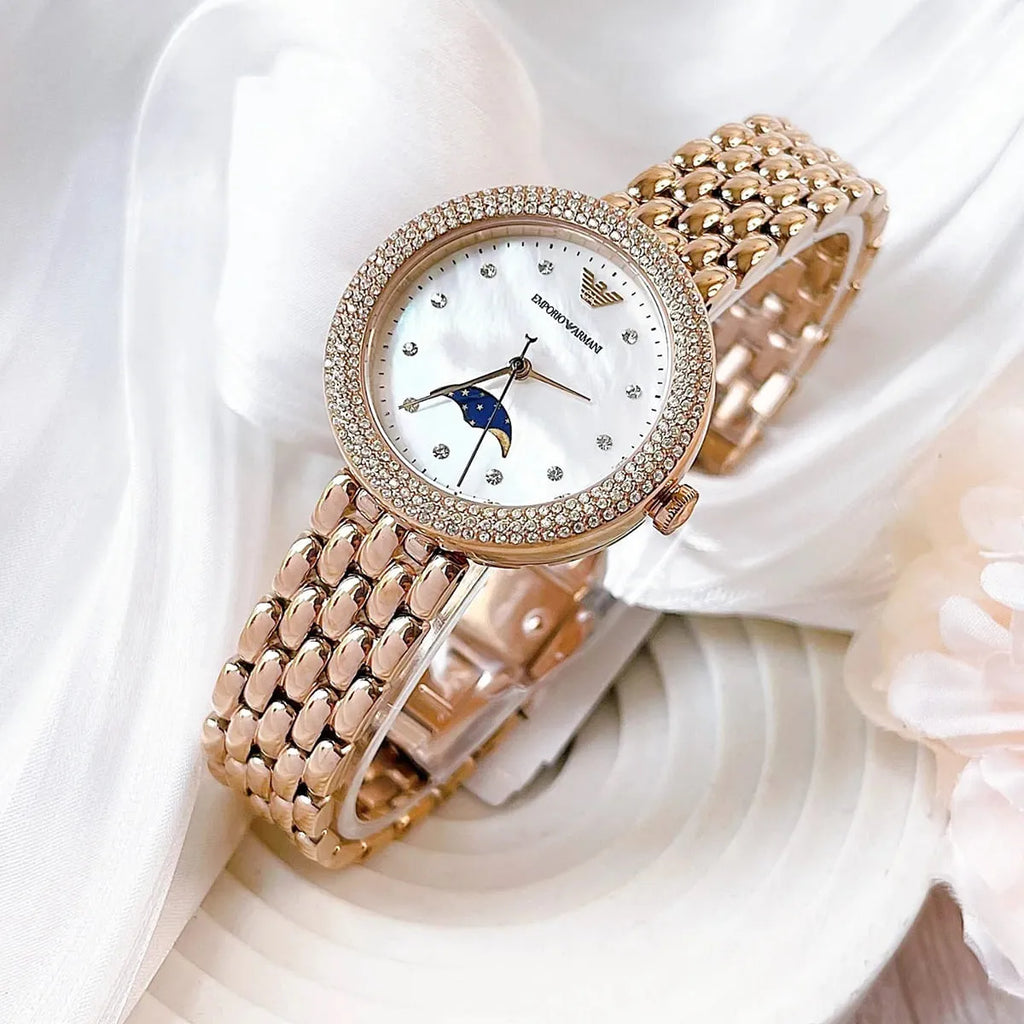 Emporio Armani Rosa Mother of Pearl Dial Rose Gold Steel Strap Watch For Women - AR11462 Buy Now By Emporio Armani