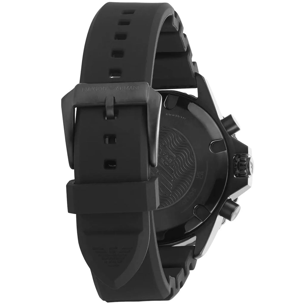 Emporio Armani Diver Chronograph Quartz Green Dial Black Silicon Strap Watch For Men - AR11463 Buy Now By Emporio Armani