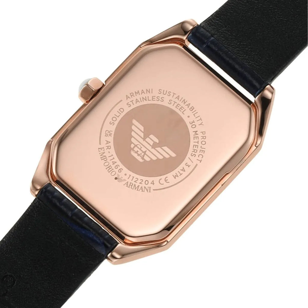 Emporio Armani Gianni T Bar Quartz Mother of Pearl Dial Blue Leather Strap Watch For Women - AR11466 Buy Now By Emporio Armani