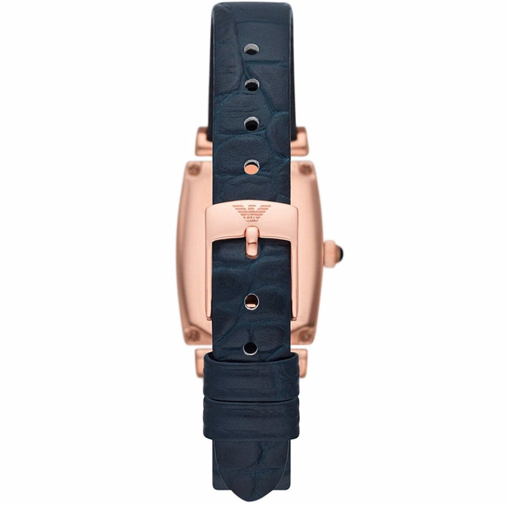 Emporio Armani Gianni T Bar Crystals Silver Dial Blue Leather Strap Watch For Women - AR11469 Buy Now By Emporio Armani