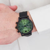 Emporio Armani Luigi Chronograph Green Dial Black Mesh Bracelet Watch For Men - AR11470 Buy Now By Emporio Armani