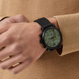 Emporio Armani Luigi Chronograph Green Dial Black Mesh Bracelet Watch For Men - AR11470 Buy Now By Emporio Armani