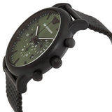 Emporio Armani Luigi Chronograph Green Dial Black Mesh Bracelet Watch For Men - AR11470 Buy Now By Emporio Armani