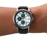 Emporio Armani Renato Chronograph Silver Dial Black Leather Strap Watch for Men - AR11473 Buy Now By Emporio Armani