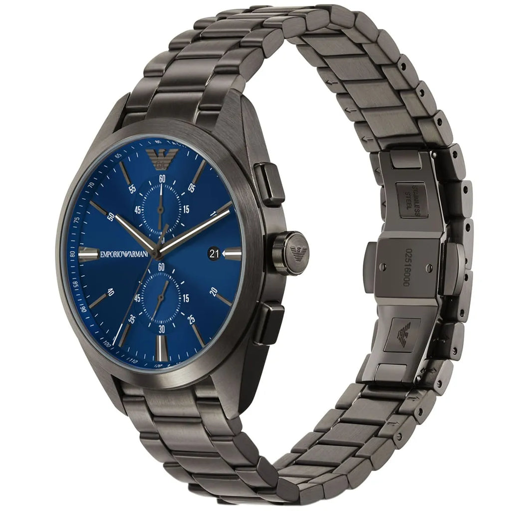 Emporio Armani Chronograph Quartz Blue Dial Grey Steel Strap Watch For Men - AR11481 Buy Now By Emporio Armani