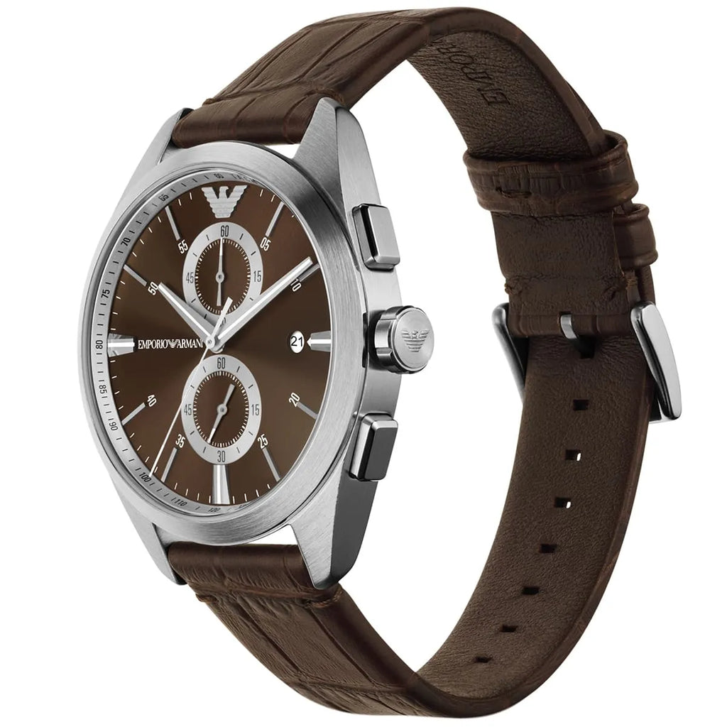 Emporio Armani Claudio Chronograph Brown Dial Brown Leather Strap Watch For Men - AR11482 Buy Now By Emporio Armani