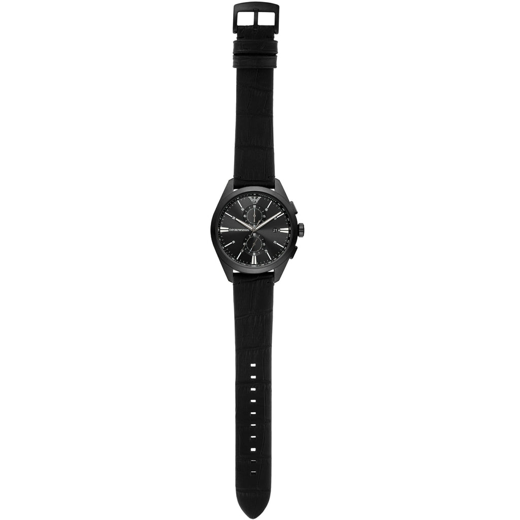 Emporio Armani Claudio Chronograph Black Dial Black Leather Strap Watch For Men - AR11483 Buy Now By Emporio Armani