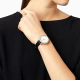 Emporio Armani Cleo Three-Hand Mother of Pearl Dial Black Leather Strap Watch For Women - AR11485 Buy Now By Emporio Armani