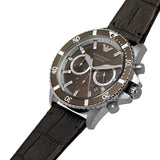 Emporio Armani Diver Chronograph Brown Dial Brown Leather Strap Watch For Men - AR11486 Buy Now By Emporio Armani