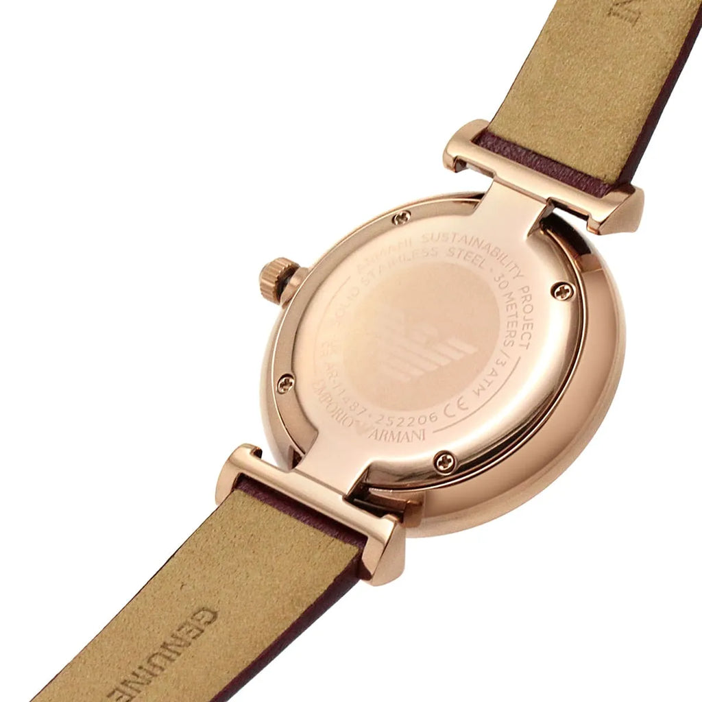 Emporio Armani Gianni T Bar Crystals Maroon Dial Maroon Leather Strap Watch for Women - AR11487 Buy Now By Emporio Armani