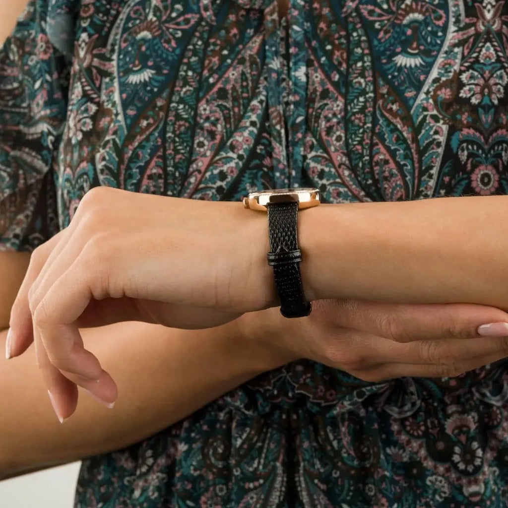 Emporio Armani Rosa Two Hand Black Dial Black Leather Strap Watch For Women - AR11493 Buy Now By Emporio Armani