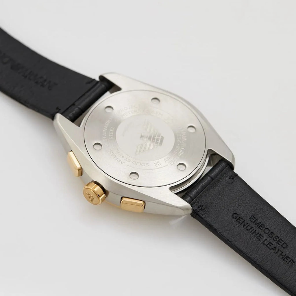 Emporio Armani Claudio Chronograph Silver Dial Black Leather Strap Watch For Men - AR11498 Buy Now By Emporio Armani