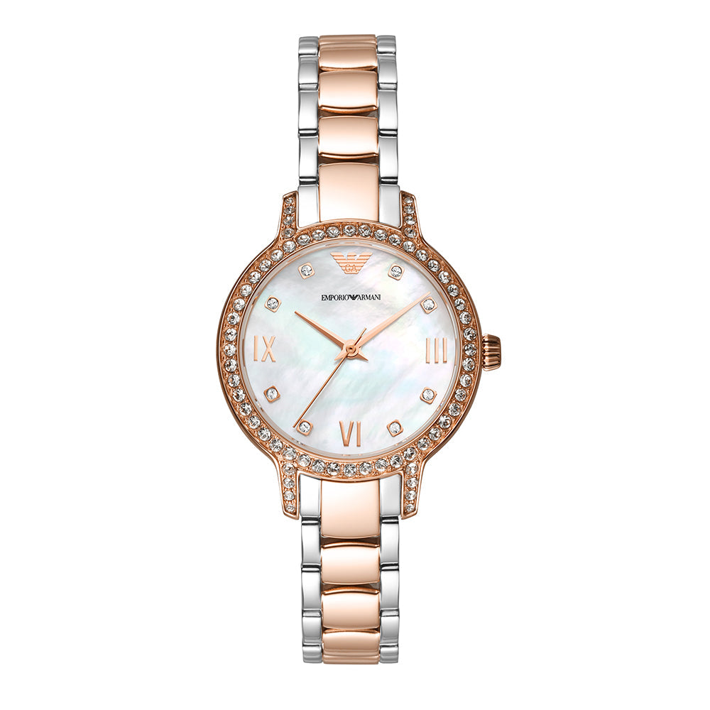 Emporio Armani Cleo Mother of Pearl Dial Two Tone Steel Strap Watch For Women - AR11499 Buy Now By Emporio Armani
