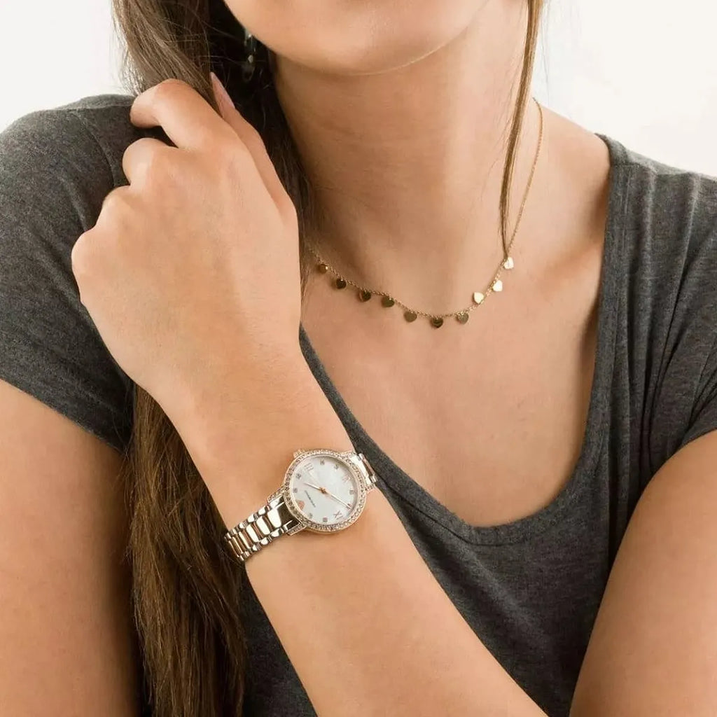 Emporio Armani Cleo Mother of Pearl Dial Two Tone Steel Strap Watch For Women - AR11499 Buy Now By Emporio Armani