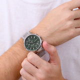 Emporio Armani Renato Chronograph Green Dial Silver Steel Strap Watch For Men - AR11507 Buy Now By Emporio Armani