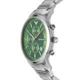 Emporio Armani Renato Chronograph Green Dial Silver Steel Strap Watch For Men - AR11507 Buy Now By Emporio Armani