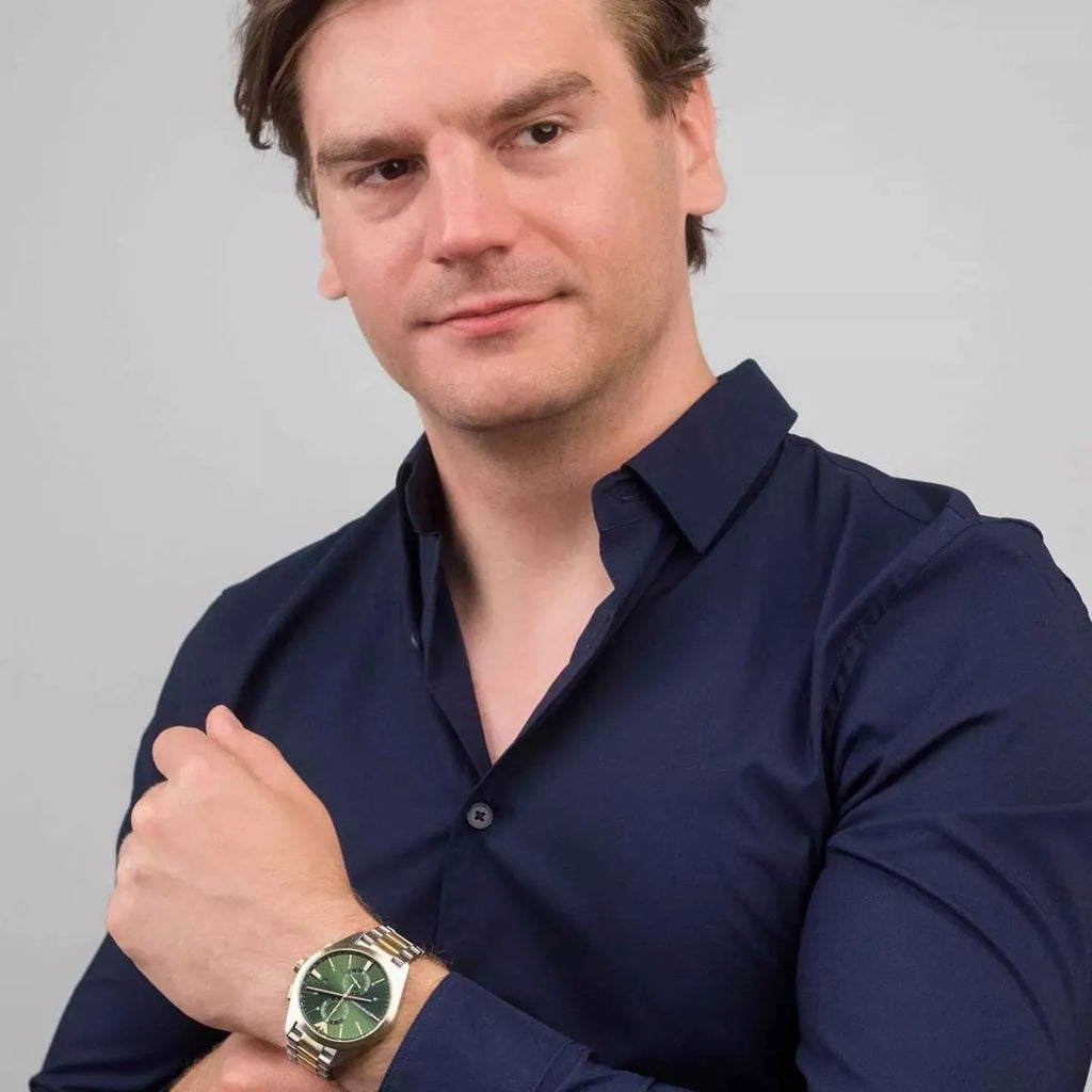 Emporio Armani Claudio Chronograph Green Dial Two Tone Steel Strap Watch For Women - AR11511 Buy Now By Emporio Armani