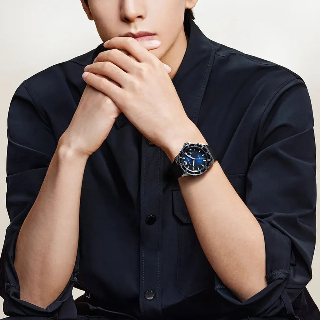 Emporio Armani Diver Three-Hand Quartz Blue Dial Blue Leather Strap Watch For Men - AR11516 Buy Now By Emporio Armani