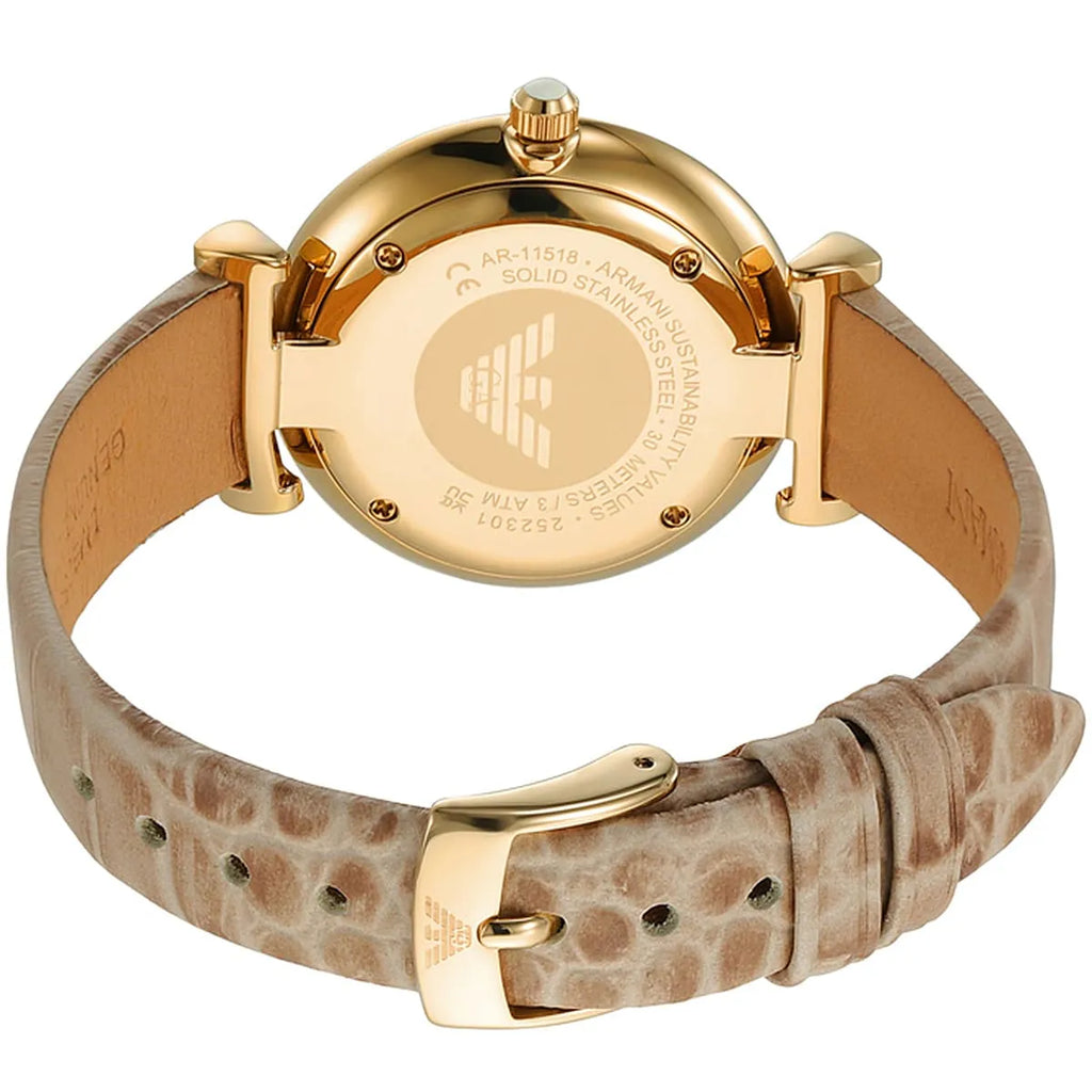 Emporio Armani Gianni T Bar Analog Silver Dial Beige Leather Strap Watch For Women - AR11127 Buy Now By Emporio Armani