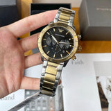 Emporio Armani Analog Chronograph Black Dial Two Tone Steel Strap Watch For Men - AR11521 Buy Now By Emporio Armani