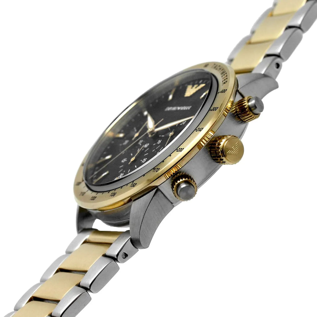 Emporio Armani Analog Chronograph Black Dial Two Tone Steel Strap Watch For Men - AR11521 Buy Now By Emporio Armani