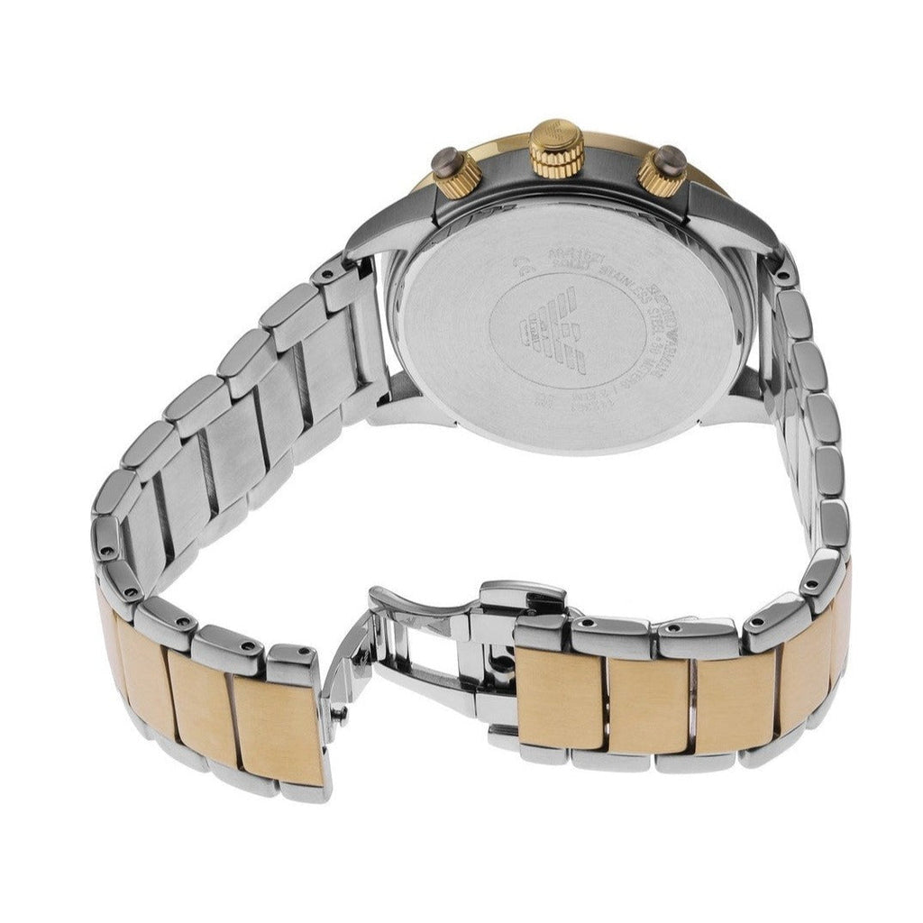 Emporio Armani Analog Chronograph Black Dial Two Tone Steel Strap Watch For Men - AR11521 Buy Now By Emporio Armani