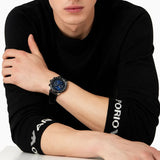 Emporio Armani Mario Chronograph Blue Dial Black Leather Strap Watch For Men - AR11522 Buy Now By Emporio Armani