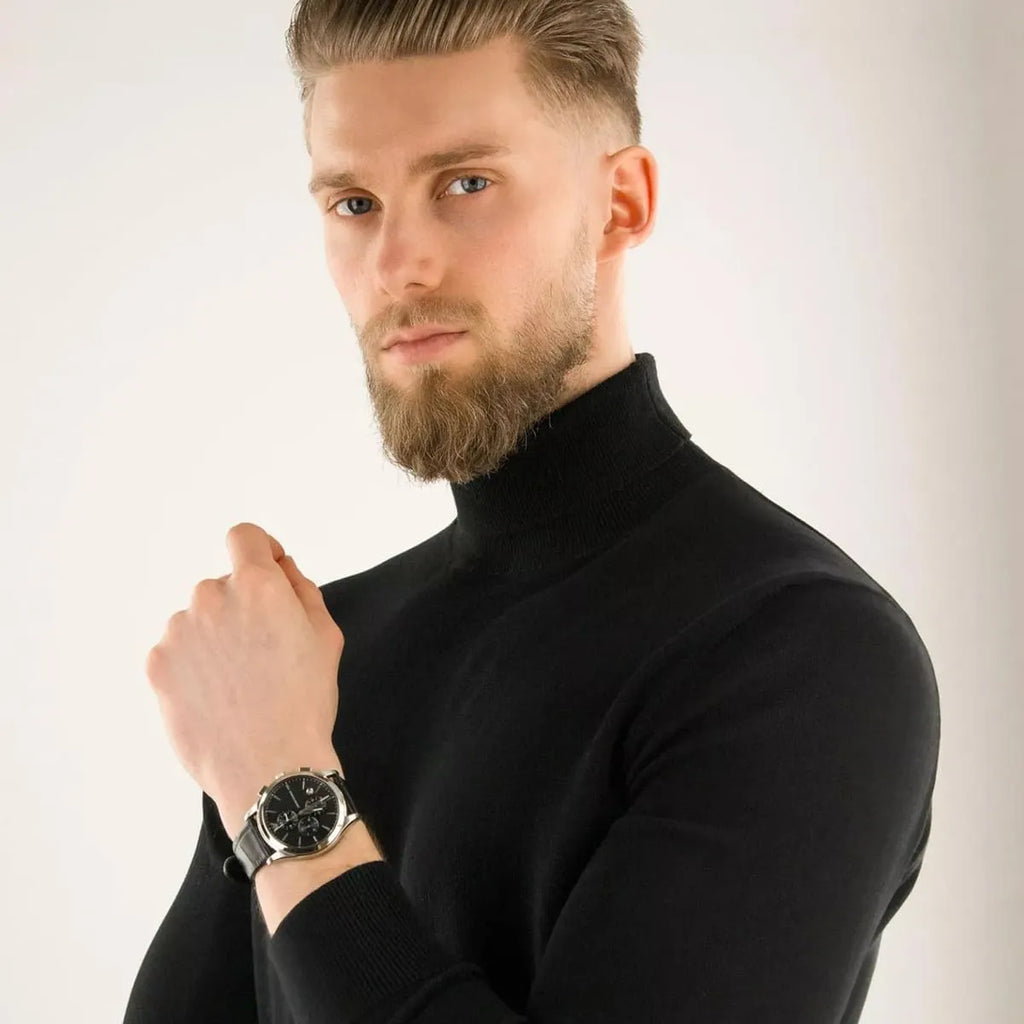 Emporio Armani Paolo Chronograph Black Dial Black Leather Strap Watch For Men - AR11530 Buy Now By Emporio Armani