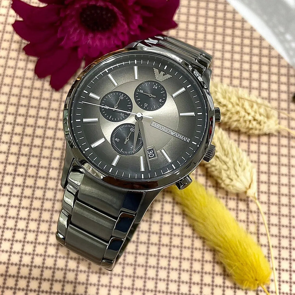 Emporio Armani Analog Chronograph Black Dial Black Steel Strap Watch For Men - AR11531 Buy Now By Emporio Armani