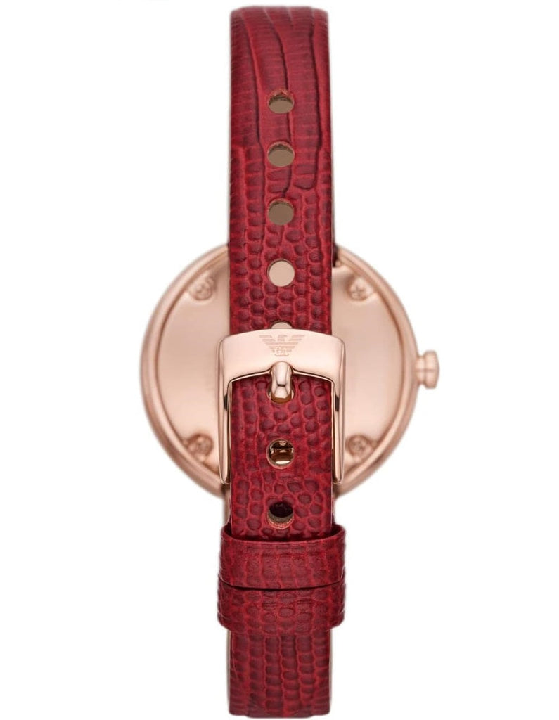 Emporio Armani Two-Hand Analog White Dial Red Leather Strap Watch For Women - AR11532 Buy Now By Emporio Armani