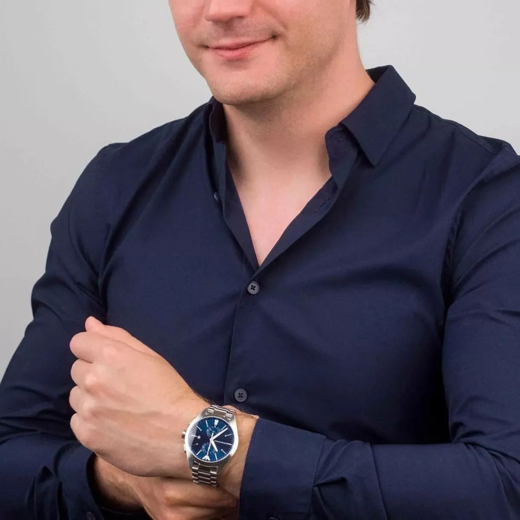 Emporio Armani Claudio Chronograph Blue Dial Silver Steel Strap Watch For Men - AR11541 Buy Now By Emporio Armani