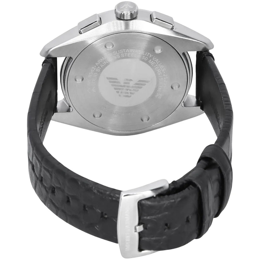 Emporio Armani Claudio Chronograph Black Dial Black Leather Strap Watch For Men - AR11542 Buy Now By Emporio Armani