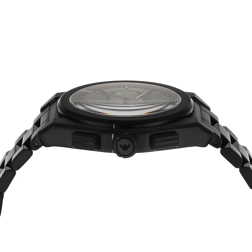 Emporio Armani Federico Chronograph Green Dial Black Steel Strap Watch For Men - AR11562 Buy Now By Emporio Armani