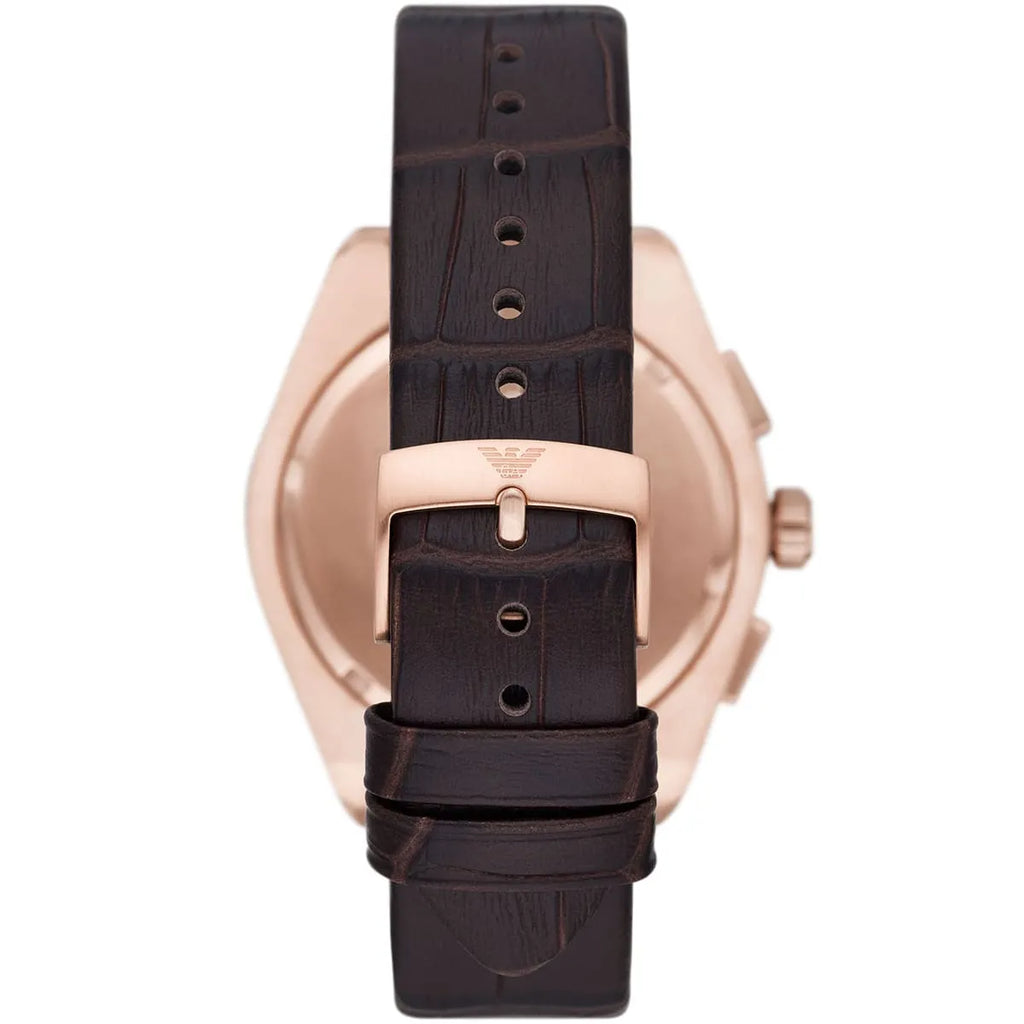 Emporio Armani Federico Chronograph Blue Dial Brown Leather Strap Watch For Men - AR11563 Buy Now By Emporio Armani