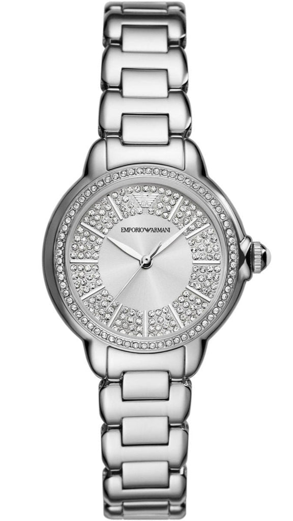 Emporio Armani Mia Three Crystals Silver Dial Silver Steel Strap Watch For Women - AR11632 Buy Now By Emporio Armani