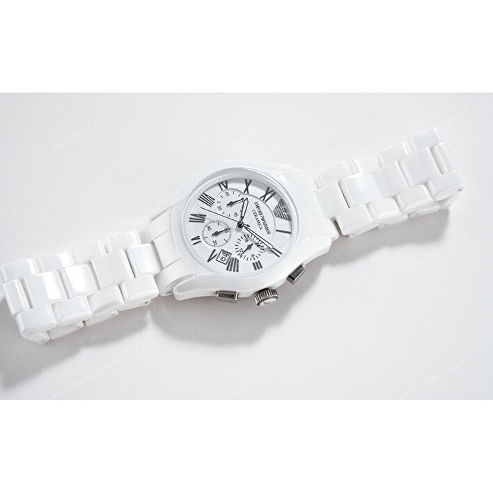 Emporio Armani Chronograph Ceramic White Dial Watch For Women - AR1403 Buy Now By Emporio Armani