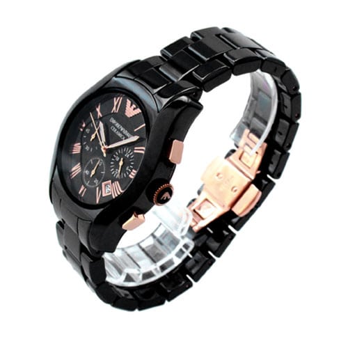 Emporio Armani Chronograph Black Ceramic Stainless Steel Dial Watch For Women - AR1411 Buy Now By Emporio Armani