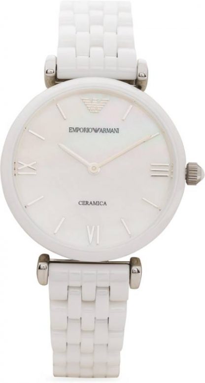 Emporio Armani Giannti T Bar Quartz Mother of Pearl Dial White Steel Strap Watch For Women - AR1485 Buy Now By Emporio Armani